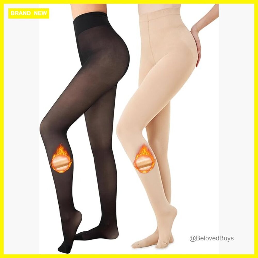Fleece Lined Tights Thermal Pantyhose Control Top Stretchy Warm
